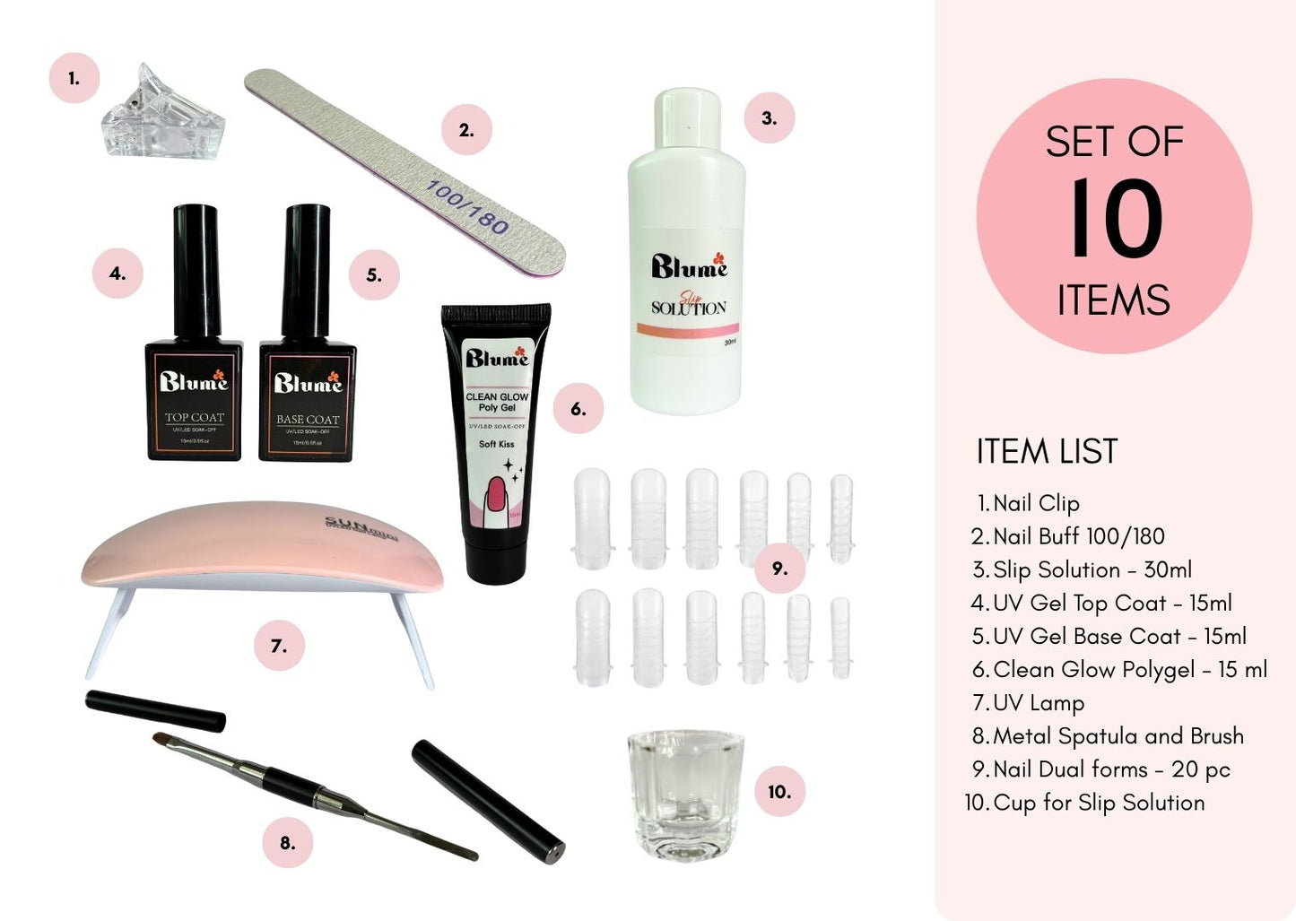CleanGlow Polygel Nails Kit - 10 items