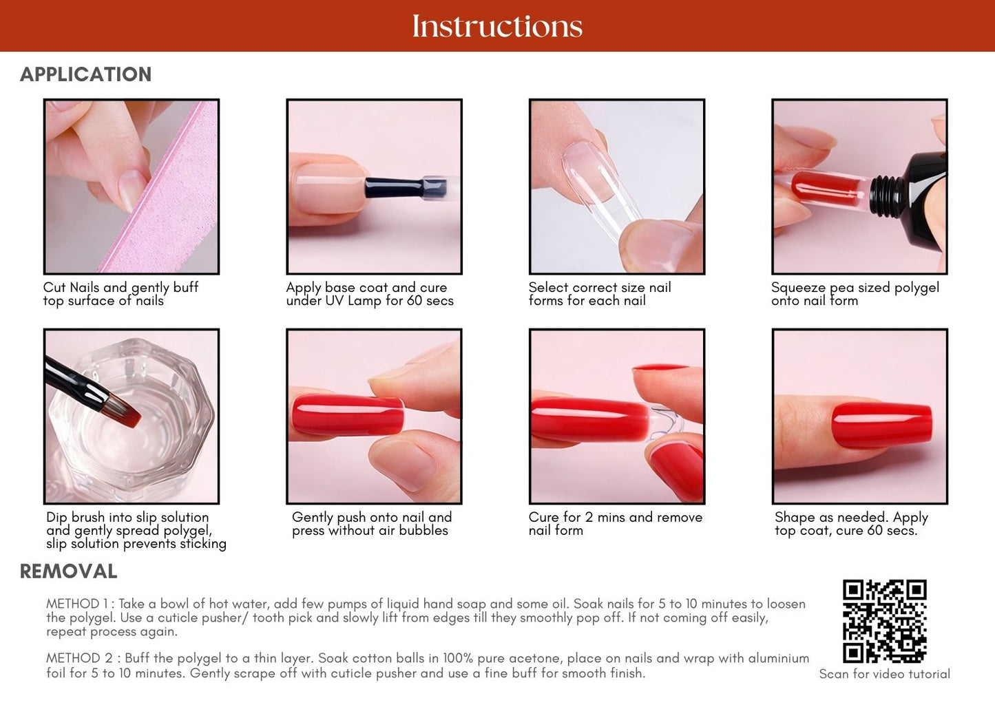 CleanGlow Polygel Nails Kit - 10 items